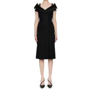 Alberta Ferretti Cold Shoulder Crepe Midi Dress